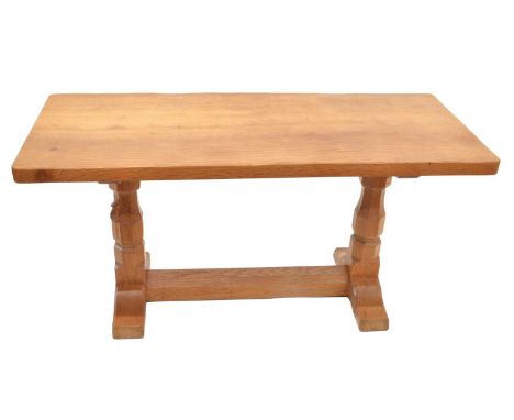 Mouseman oak 3ft refectory coffee table Robert 'Mouseman' Thompson of Kilburn oak 3ft refectory coffee table, rectangular top