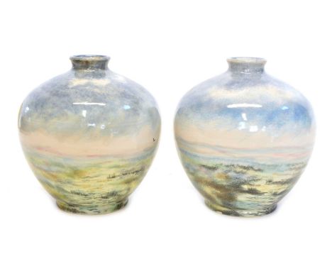 Two limited edition Ashley Jackson Collection Cobridge Stoneware vases Blue Light at Bakelow Two limited edition Ashley Jacks