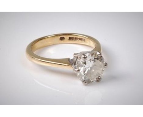 A diamond solitaire ring, the round brilliant cut diamond, estimated approx. 1.56cts, estimated colour approx. K-L, estimated