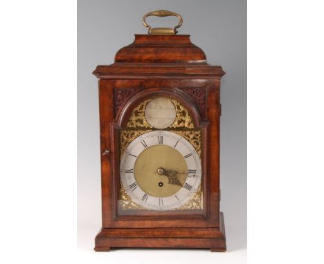 Mark Hawkins of Bury St Edmunds - an early George III mahogany repeating bedroom bracket clock, having a caddy top with brass