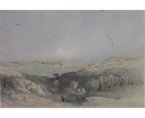 After John la Capelain (1812-1848) - Pair; St Brelade's Church, Jersey, and St Brelade's Bay, Jersey, colour engravings by R.