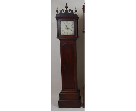 John Edwards of Norwich - Late 18th century oak longcase clock, having painted square dial, w.11", with Roman and Arabic nume