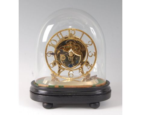 John Pace of Bury St Edmunds - an early Victorian brass skeleton clock under glass dome, having circular dial with Arabic num