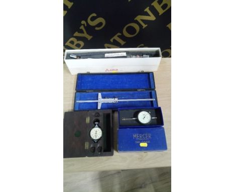 VINTAGE MERCER DIAL GAUGE, THE CAPSTAN, POLARIZED TUBE (?) & VERNKER DEPTH GAUGE