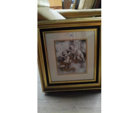 CLASSICAL PRINT 'AMORINI ' IN GILDED FRAME
