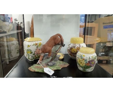 MODEL OF A  LYNX BY BROOKS & BENTLEY ALSO WITH 3 MASONS GINGER JARS