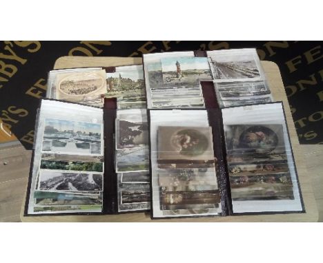 5 FOLDERS OF VINTAGE POSTCARDS , 1ST WORLD WAR , TOWNS ETC.