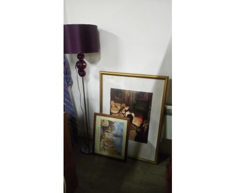 MODERN STANDARD LAMP & 2 PRINTS