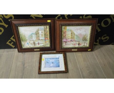 2 OIL PAINTINGS SIGNED . CHURCH & 1 OTHER PRINT