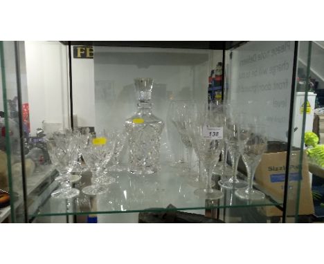 CRYSTAL DECANTER & 14 GLASSES