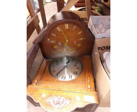 A mantle clock and a wall clock - as found 
