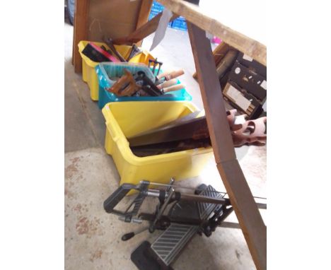 Three boxes of assorted tools. 