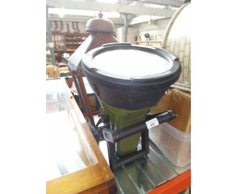 An 18 million candle Cyclops portable spotlight and an outdoor lamp (street lamp style) as found 