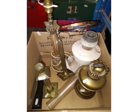 2 paraffin lamps and 3 table lamp columns 