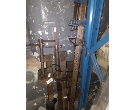 Eight sash clamps, various sizes, mostly Record. 