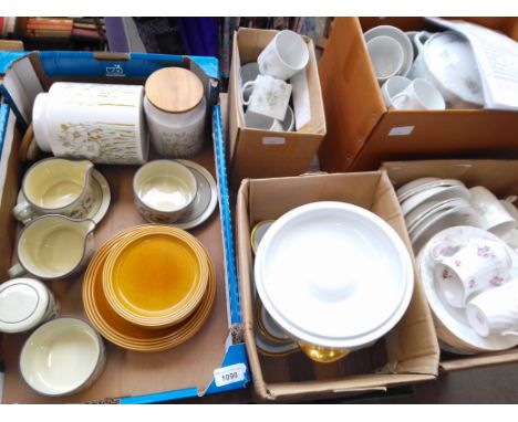 Five boxes of ceramics including Rosenthal, Royal Stafford, Hornsea and Royal Worcester table ware 