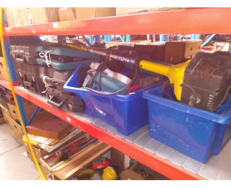 Various tools etc including petrol strimmer, belt sander, drills, angle grinders, heat gun, etc. 