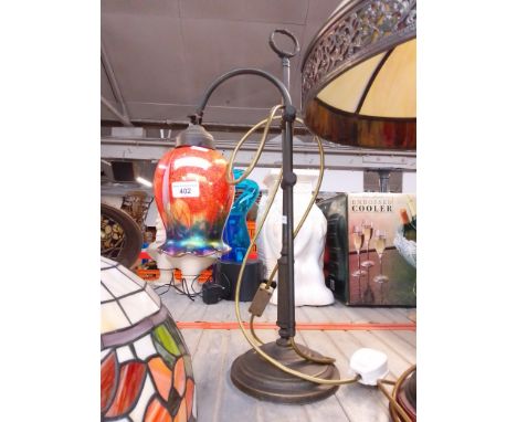 A vintage desk lamp with pearlescent shade 