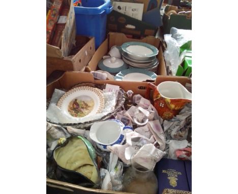 A Enoch Wedgwood 'Garden' dinner service and a box of mixed ceramics and glass including Royal Doulton character jug, Royal W