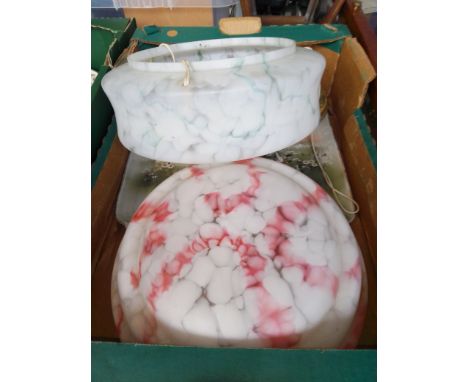 2 vintage glass ceiling light shades 