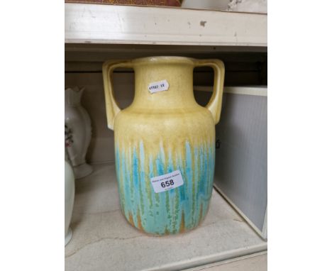 A William Howson Taylor Ruskin pottery twin handle vase, height 35cm.Condition:- General wear through age and use, crazing th