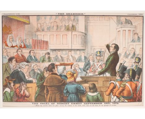 The Trial of Robert Emmet and End of the Irish Invasion, prints. The Trial of Robert Emmet depicting Emmet orating from the d