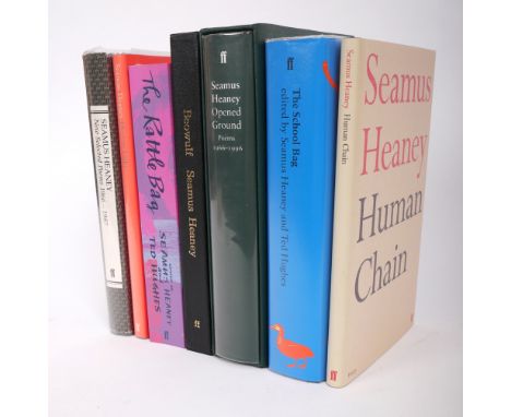 Heaney, Seamus. Faber & Faber first editions. New Selected Poems, 1966-1987, 1990; Opened Ground: Poems 1966-1996, 1998, slip