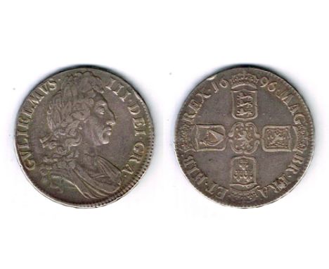 England. William III crown, 1696. First bust, crown octavo, S3470, very fine. Scarce. 