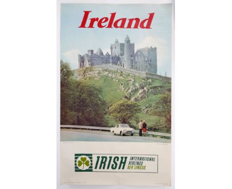 1960s Irish International Airlines - Aer Lingus, Rock of Cashel poster Aer Lingus advertisement poster showing a view of The 