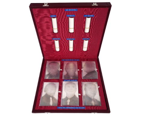 1973 Presidents of Ireland, by Larry Gunning, after a design by Thomas Boyce. A set of six engraved Irish silver plates, each