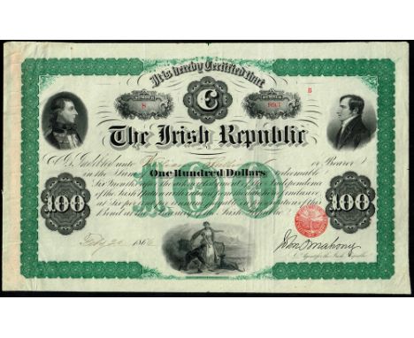1866-67 Bonds of The Irish Republic issued by the Fenians in the USA - a unique collection.  This collection includes the ext