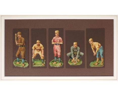 1888 Die-cut cards of baseball players. Five die-cut, embossed baseball cards of players from Boston, Indianapolis, New York,