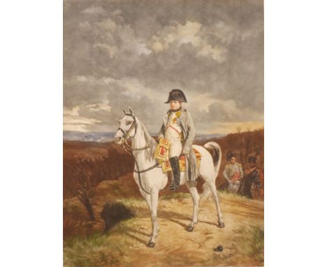 Napoleon Bonaparte and The Duke of Wellington. Hand-coloured portrait prints, Napoleon, mounted on Marengo, mezzotint after S