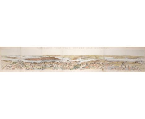 A Panoramic View from Bunker Hill Monument, Boston, 1848. A hand-coloured engraving depicting a 360-degree view of Boston and