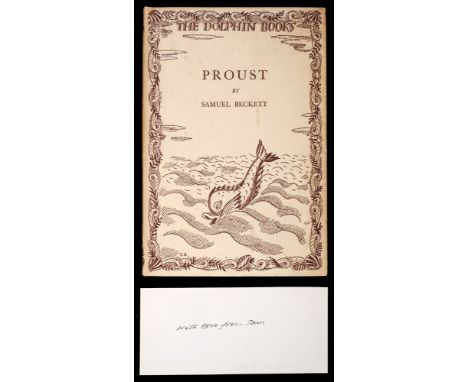 Beckett, Samuel. Proust, with signed card. London. Chatto & Windus. 1931, first edition, cream cloth illustrated with a dolph