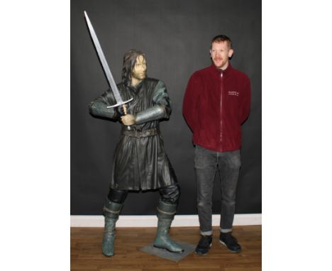 Film &amp; Movie Interest, Lord of the Rings - a large replica statue of Aragorn, approximately 174cm high excluding sword, 2