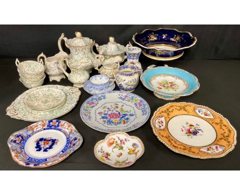 A Dresden quatrefoil saucer, printed and painted with bright flowers, underglaze blue Augustus Rex monogram, 14cm wide, late 