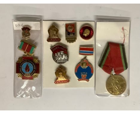 Badges &amp; Medals - Cold War interest - a  Belarus 1917-1957 commemorative enamel badge; a 20th anniversary of victory over