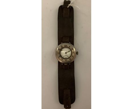 Watches - a WWI officer's 925 silver plated Brevet 71363 AGR trench wristwatch, the outer case with a silver plated face and 