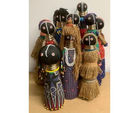Tribal Art &amp; the Eclectic Interior - a collection of Ndebele beadwork fertility and initiation dolls, the largest 48cm hi