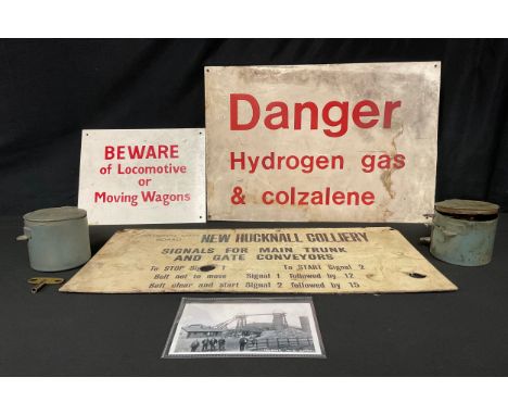 Coal Mining Interest - a National Coal Board sign, New Hucknall Colliery, Signals For Main Trunk And Gate Conveyors; an accom