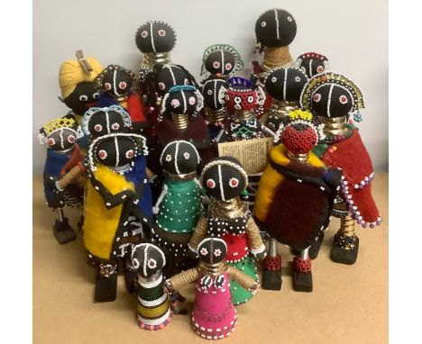 Tribal Art &amp; the Eclectic Interior - a collection of Ndebele beadwork fertility and initiation dolls, the largest 30cm hi