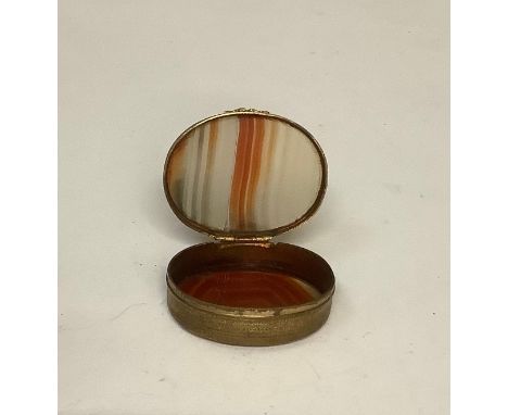 Boxes &amp; Objects - a Victorian  agate and brass double sided snuff box, 4.5cm wide 