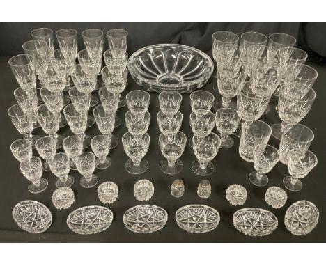 Glassware - a set of ten Stuart Crystal glass wine glasses; other Stuart Crystal glasses, various sizes; a pair of Waterford 