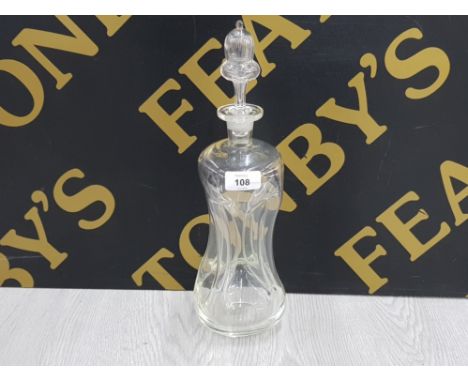 HAND MADE SCANDINAVIAN GLUK GLUK DECANTER WITH FREE BLOWN HOLLOW ACORN STOPPER