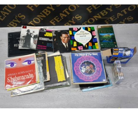 VINYL RECORDS INCLUDING NAT KING COLE AND THE NUTCRACKER, DK MILLENNIUM PORTRAIT OF BRITAIN LANDSCAPES AND A HALFORDS PUMP