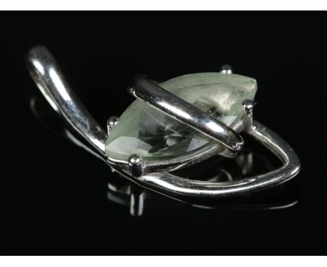 A 9ct white gold pendant set with light coloured stone. 2.09g.  
