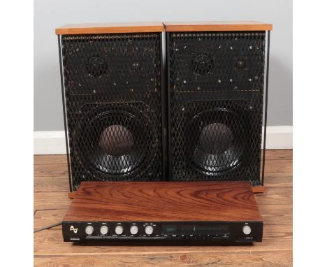A 1970's Armstrong 626 tuner/amplifier along with a pair of unmarked speakers.  