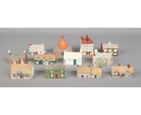 A collection of Goss china buildings. Includes St Nicholas Chapel, Prince Llewelyn, A Window in Thrums, D LLoyd George, Ann H