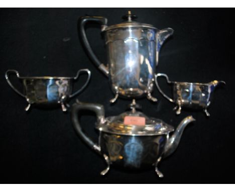 A four piece early 20th century A1 silverplate tea service having ebonised handles along with a collection of silver plated s